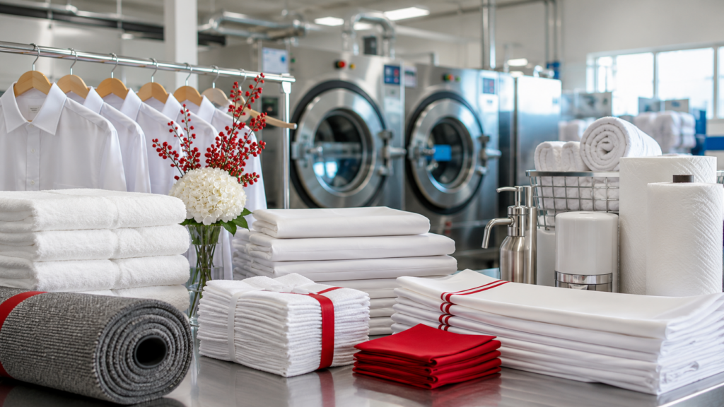 Linen service for Canadian businesses with uniforms, towels, floor mats and washroom supplies